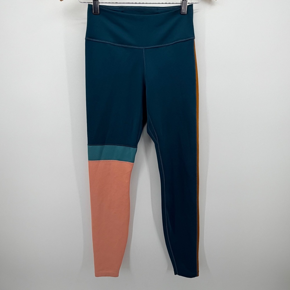 Nike Leggings Womens S Teal Colorblock BV5725-347 Just Do It Dri-FIT Activewear